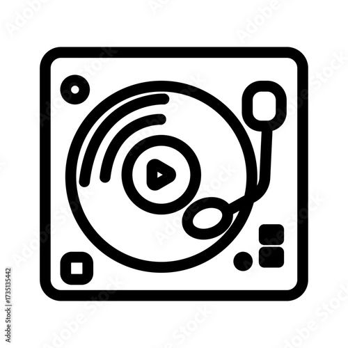 DJ Turntable Setup Line Icon of DJing and Turntables Icon Set