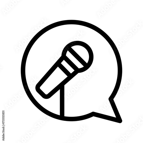 Speech Bubble Line Icon of Stand-up Comedy Icon Set