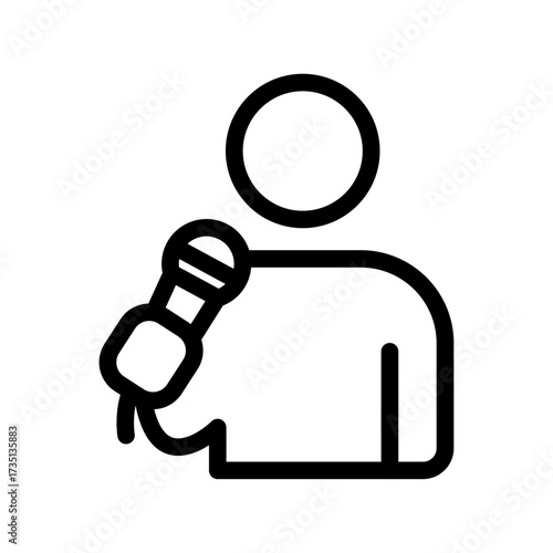 Comedian Holding Microphone Line Icon of Stand-up Comedy Icon Set