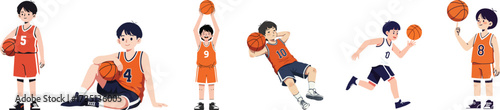 Basketball Action Animated Characters Playing and Practicing Basketball Movements