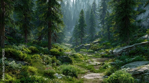 verdant symphony a tranquil forestscape of lush vegetation and serene wilderness