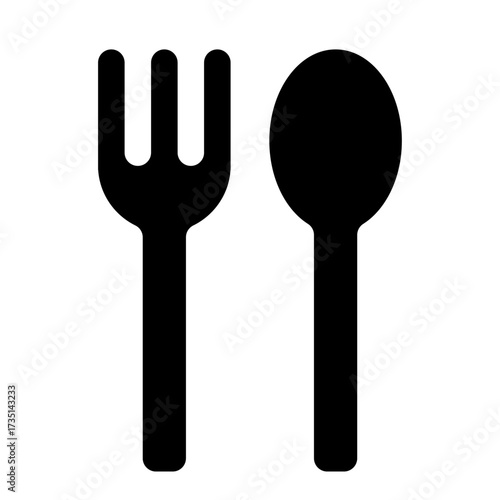 食器：シンプルなフォークとスプーンのアイコンイラスト001