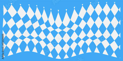 Abstract texture with rhombus in blue and white. Seamless banner for Oktoberfest decoration. Bavarian vector fabric pattern.