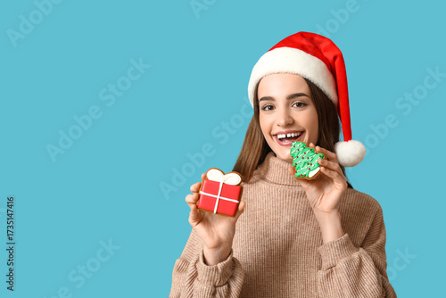 Young woman with tasty Chri...