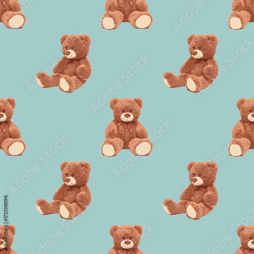 Seamless Cute Teddy Bears Pattern 05 October 2025
