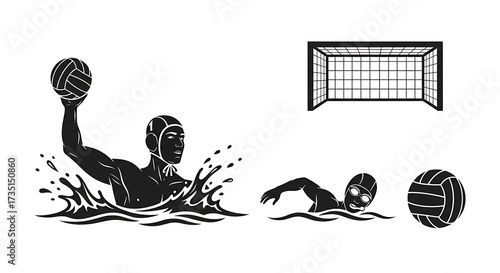 Water Polo Players Action Graphics.