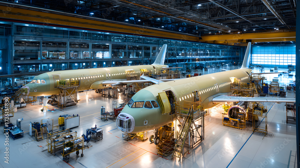 custom made wallpaper toronto digitalUltra-realistic Editorial Photograph of Aeronautical Manufacturing Process in Modern Aircraft Assembly Facility