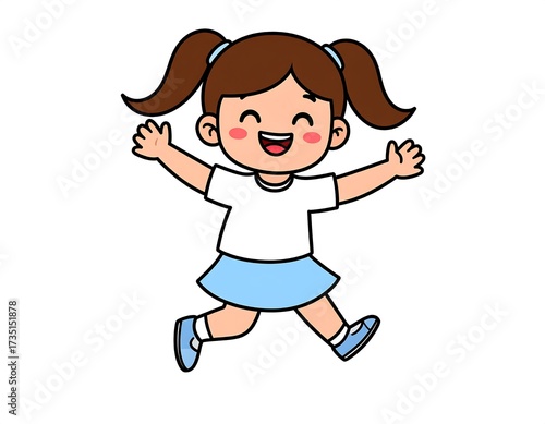 Happy Girl Jumping with Joyful Expression.