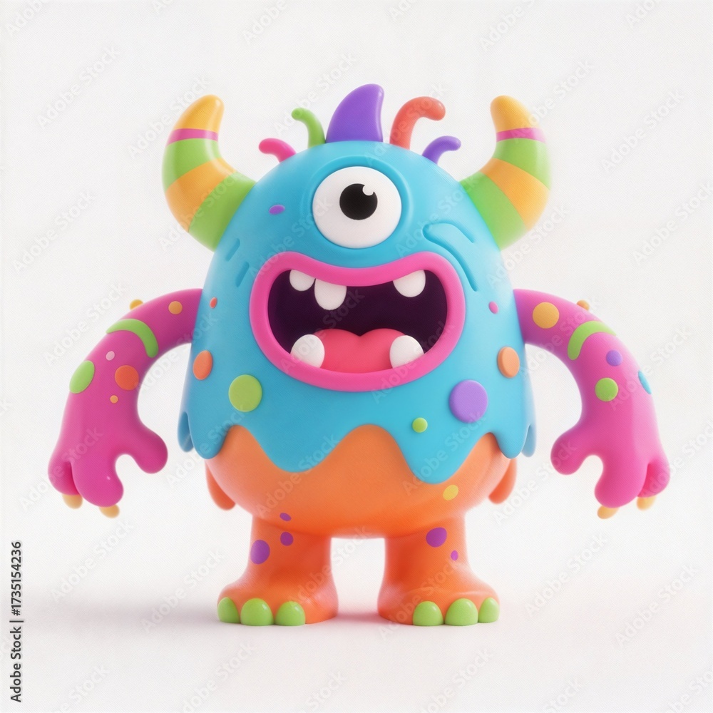 Fototapeta premium 3D colorful cute monster