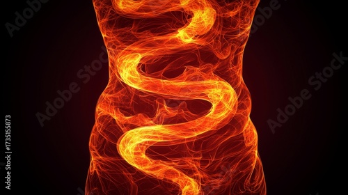 Abstract Illustration of Swirling Energy Patterns in Fiery Colors