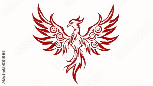 Vector tattoo design illustration of a tribal bird eagle with wings and feather pattern