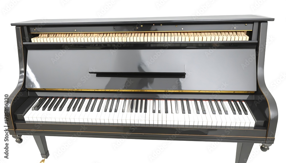 Fototapeta premium Black upright piano, studio shot