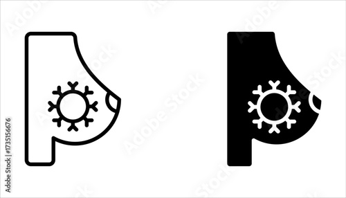 Breast cancer icon set, female care and awareness. Women diagnosed with breast cancer help, support. on white background