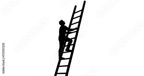 Confident person climbing a tall ladder, symbolizing ambition, career growth, and personal development on the path to success.