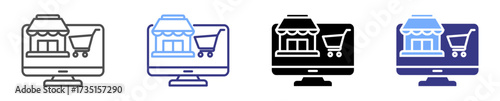 online market place icon set multiple style