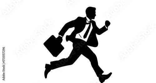 Focused businessman sprinting with his briefcase, embodying dedication, career pursuit, and the fast pace of modern corporate success.
