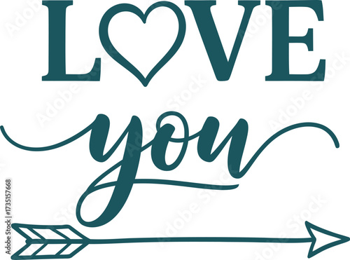 Love you heart arrow valentines day romantic gift idea design