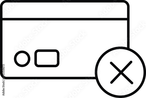 Credit Card Cancel Vector – Bank Card with Cross Sign. Illustration for Payment Decline, Error, and Financial Projects