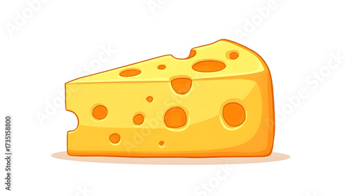 Cartoon-style icon of a wedge of Swiss cheese. Generative AI
