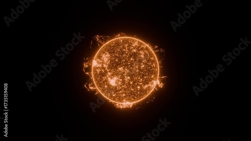 3D sun animation isolated in black
