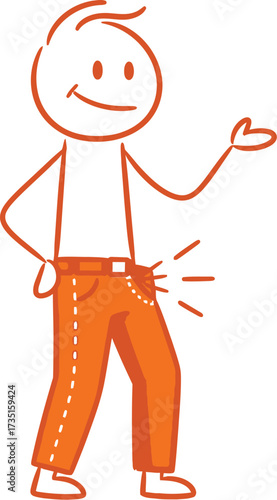 Stick figure with empty pockets concept financial problems