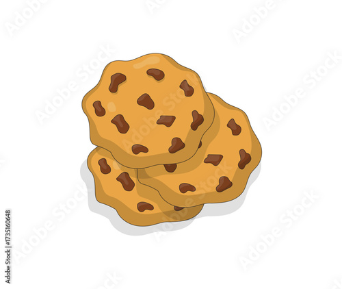 Chocolate Chip Cookies Isolated on White Background Vector Illustration
