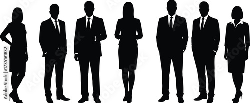 Business team silhouette, corporate professionals standing together, teamwork concept, formal attire, leadership, office staff, unity, collaboration, success, partnership