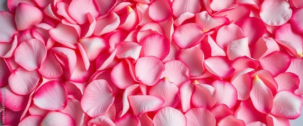 Obraz premium Soft pink and red rose petals, scattered background, luxurious, vibrant