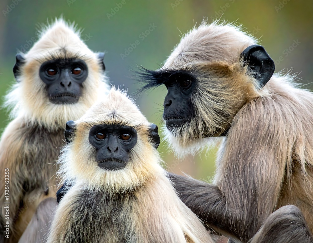 Obraz premium Three monkeys close-up