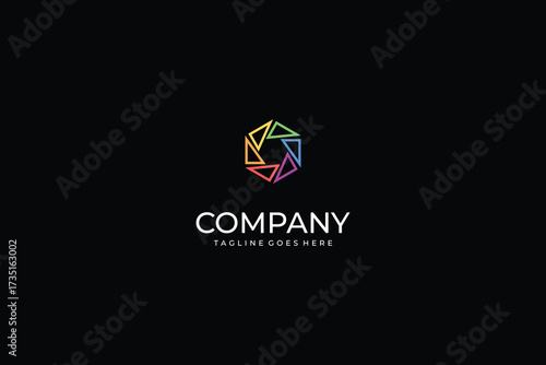 Free Download Abstract colorful triangular shapes forming circular hexagon logo, creative geometric rainbow design symbolizing diversity, unity, technology, innovation, modern digital branding identity. - GFXLoad