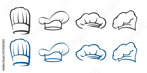 Chef Hat Icon Set – Editable Cooking and Restaurant Vector Design.
