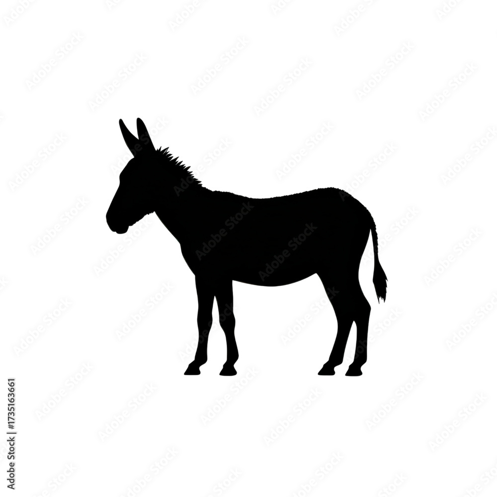 Fototapeta premium Silhouette of Donkey: A striking silhouette of a donkey against a plain backdrop, embodying simplicity and stark contrast, offering a versatile and modern aesthetic.
