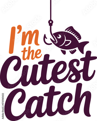 Cutest Catch Fishing Theme Design Hooked Fish Concept
