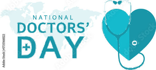 Celebrate National Doctors' Day with a stethoscope heart graphic, expressing gratitude for healthcare heroes in a modern and vibrant design