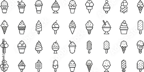 Delicious ice cream cone and popsicle icon collection for sweet treat branding and summer designs