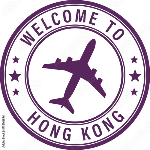 Welcome to hong kong airport travel stamp design vector art aditable