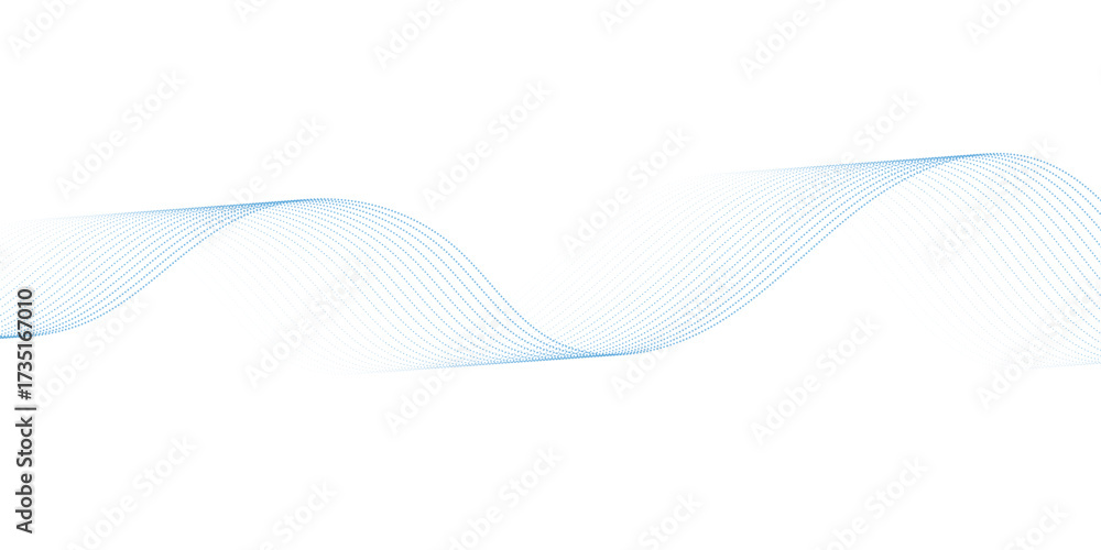 Fototapeta premium Abstract blue smooth wave on a white background. Dynamic sound wave. Design element. Vector illustration.