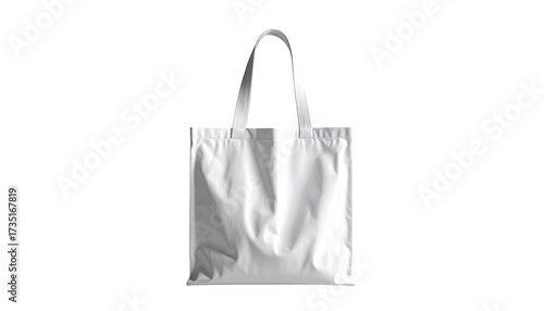 White cotton tote bag with long handles is displayed against a stark black background, creating a clean and simple aesthetic with a modern minimalist appeal, emphasizing the product's form.