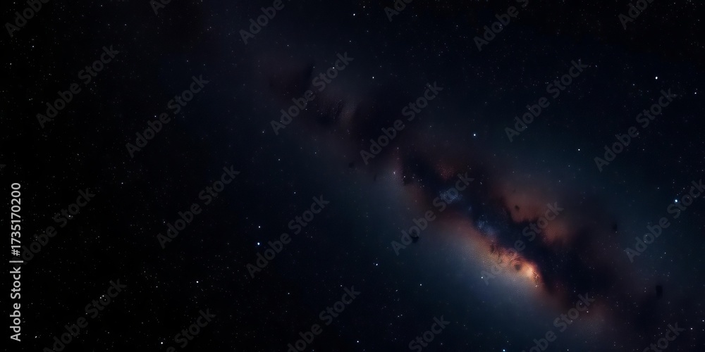 Fototapeta premium Vast, inky black canvas speckled with countless shimmering stars and distant nebulae, cosmic, blue