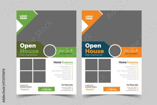 Real Estate Open House Property sale Flyer Design For Real estate Business. Home sale flyer design layout, print ready home sale flyer design template