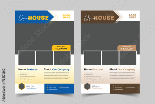 Real Estate Open House Property sale Flyer Design For Real estate Business. Home sale flyer design layout, print ready home sale flyer design template