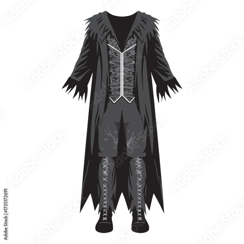 Gothic Vampire Costume Outfit Illustration cloak