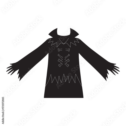 Silhouette of a vampire costume with bone embellishments
