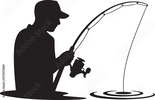 Fishing Silhouette Vector | Angler and Outdoor Sport Illustration