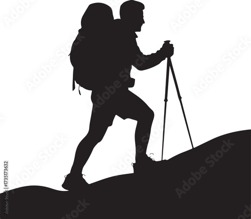 Hiking Silhouette Vector | Traveler and Adventure Illustration