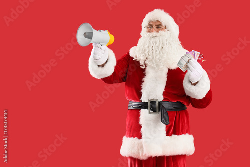 Santa Claus with gift cards...