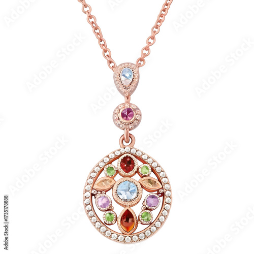 Wallpaper Mural Elegant rose gold necklace with vibrant gemstones Torontodigital.ca