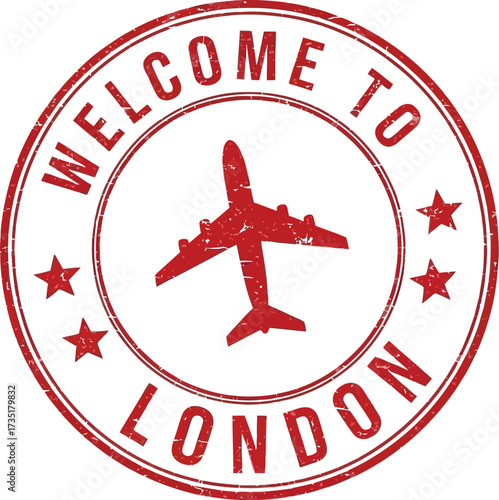 Welcome to london airplane travel stamp tourism destination