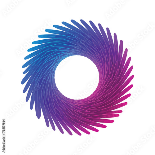 A soft, colorful feather on a white background is a beautiful symbol of light and design