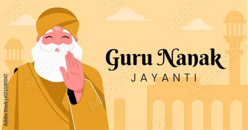 Guru Nanak Jayanti Flat Vector Illustration Design for Poster, Social Media or Banner